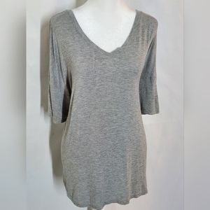 Time and Tru brand size XL(16/18) gray short sleeve V neck top
